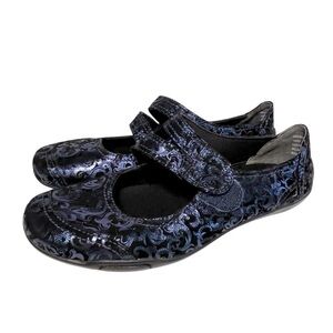 Ros Hommerson Chelsea Blue Jacquard Leather Mary Jane Casual Shoes 8.5 M